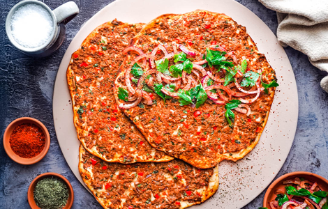 Turkish Style Pizza with Onion & Spices Served at Pizza Daddy Blyth 